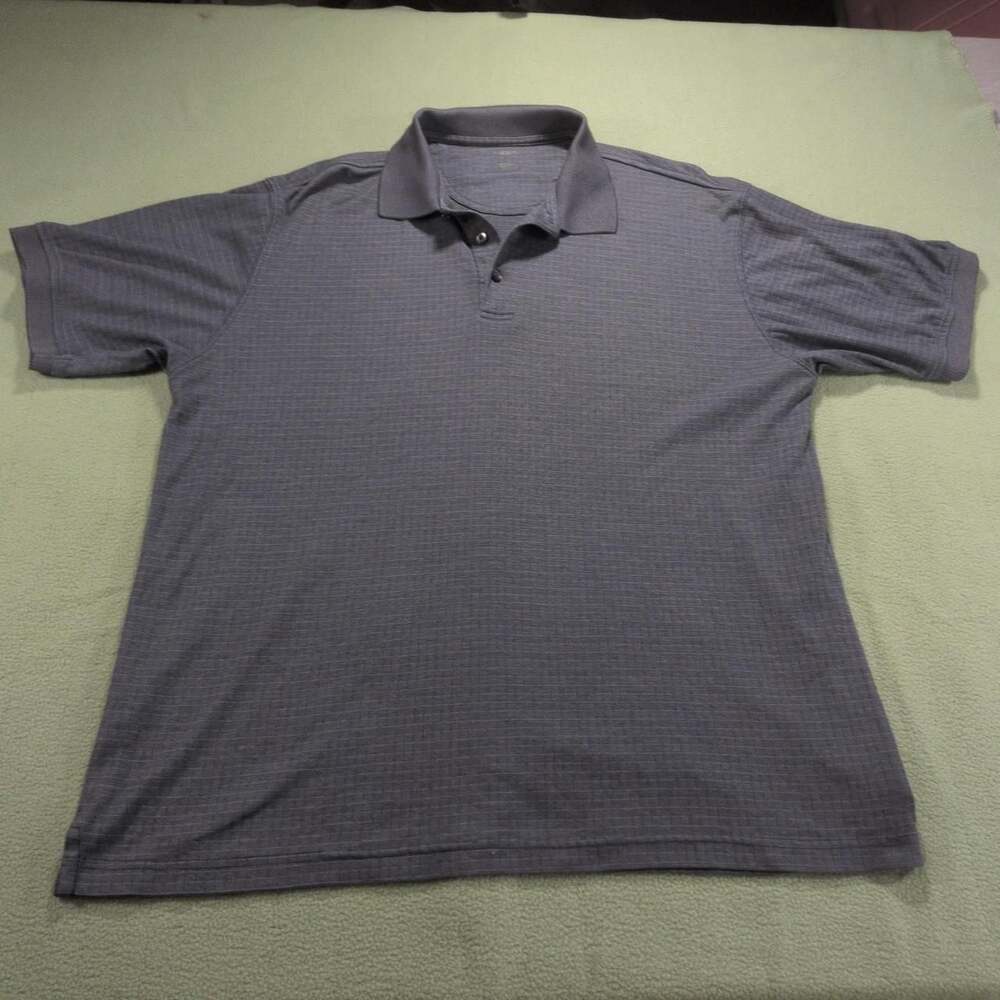 Cutter & Buck Grey Blue Checkered Golf Polo Shirt Large